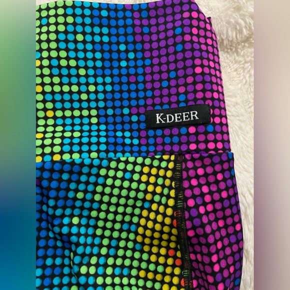 K-DEER Disco Dot Rainbow Athletic Leggings - Picture 8 of 8